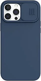 جراب Nillkin CamShield من السيليكون الحريري غطاء خلفي صلب لهاتف Apple iPhone13 Pro Max-Midnight Blue