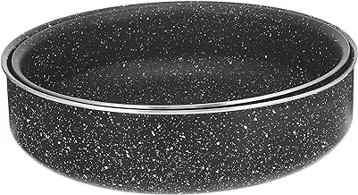 El Amal Elite Healthy Granite Non-Stick Round Baking Pan, 2 Pcs / 26 cm / 28cm Oven Tray Set, Cheesecake Pan and Oven Pan with Even Heating, PFOA Free Coating, 4mm, Black