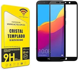 ACTECOM 5D Tempered Glass Black Compatible with Huawei Y5 2018 Full Screen Protector with Edge