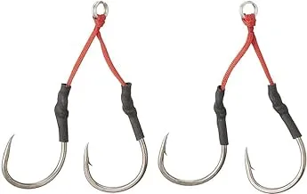 Falcons Squid Shaped Fishing Hook with Rings, 2 Pieces - Red and Green