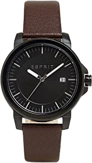 ESPRIT Watch for Men, Quartz Movement, Analog Display, Brown Leather Strap-ES1G160L0035