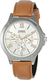 Casio Watch for Men MTP-V300L-7A2UDF Analog Leather Band Brown & Silver