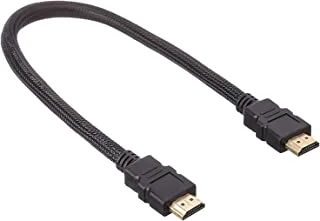 Keendex kx2372 cable hdmi male to hdmi male v2.1 nylon braided wire, 40cm - black