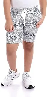 Andora boys Self Pattern Cotton Boys Short - White & Navy Blue Casual Shorts