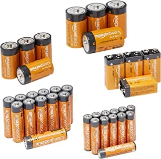 Amazon Basics 36 Count Alkaline Battery Starter Pack - 12 AA + 12 AAA + 4 C + 4 D + 4 9Volt