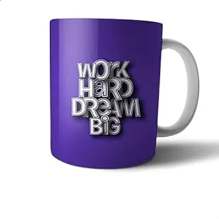 Ceramic Work Hard Dream Big Print Mug - Blue and White