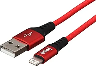 Ivon kx2063 usb charge and data cable for iphone phone - red and black