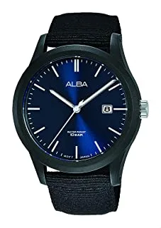 Alba Watch for Men, Quartz Movement, Analog Display, Black Nylon Strap-AS9K25X1