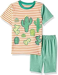 Elsayaad Cotton Short Sleeves T-Shirt with Elastic Waist Shorts Pajama Set for Boys