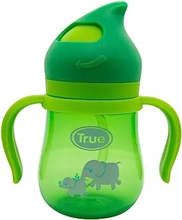 True Baby Cup with Silicone Straw, Cover and Handles, Green, 210 ml