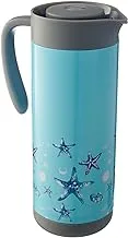 Zinnia stainless steel thermos with stars print, 1 liter - blue and grey