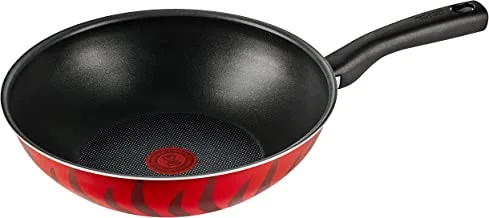 Tefal tempo flame wokpan with handle, size 28 cm, red - 220096228