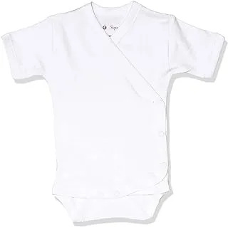 Elsayaad Boys Cotton Wrap-Front Short Sleeves Bodysuit-White,0-3 M