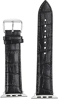 Generic For apple watch 42/44mm leather band, crocodile texture leather strap wristband replacement compatible for iwatch 44mm/42mm, black