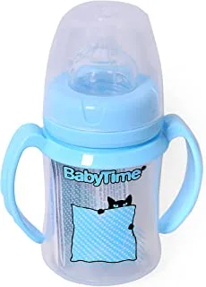 Baby Time Baby Accessories BT078 PP Wide Neck Bottle With Handle 150 cc blue cat 1.0 Piece