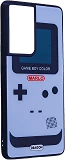 جراب خلفي زجاجي من دراجون ، جراب إبداعي رفيع ورائع بتصميم Game Boy Color Desing لهاتف Samsung Galaxy S30 Ultra ، S21 Ultra - متعدد الألوان