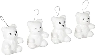 Refela Bear Shaped Decorative Piece for Christmas, 4 Pieces - White