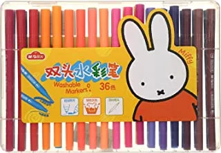 M&G Fcpn0240 أقلام تلوين Miffy قابلة للغسل 2 رأس فرشاة واحدة رفيعة وغيرها مجموعة من 36 لونًا - متعدد الألوان