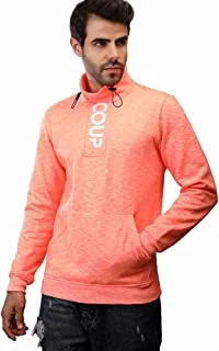 mens Coup - Slim Fit Plain Hoodie with Long Sleeves and Kangaroo Pockets Hooded Sweatshirt