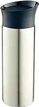 Zinnia Stainless Steel Water Bottle, 380 ml - Silver and Black