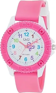 Q&Q Watch Unisex, Quartz Movement, Analog Display, Pink Rubber Strap-VQ96J025Y