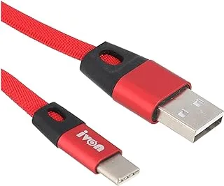 Ivon kx2084 type-c usb cable for fast charging and data transfer, 1 m - red