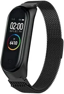 Replacement for xiaomi mi band 4 stainless steel magnetic bracelet size control bracelet - black watch not included -black