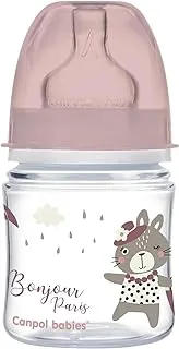 Canpol babies 35/231- easystart anti-colic wide neck bottle pp 120ml with silicon teat size 0-3m bpa free-bonjour paris-rose