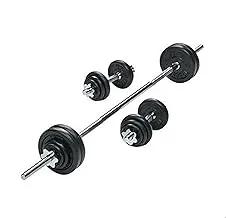 Generic weight and bar set, 21 pieces, 70 kg - black and silver