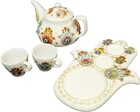 Set of porcelain hand made printed tea cup and top kettler - 2 cups