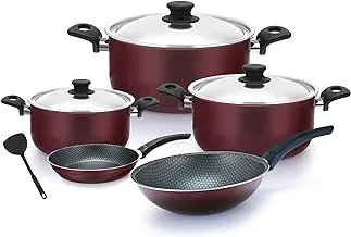 Trueval mix set 9 pieces pot 16-20-24 frying pans 16 wok fryers 24 and one piece for distributing food