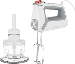 TORNADO Hand Mixer 400 Watt 5 Speeds Chopper White THM-400SS