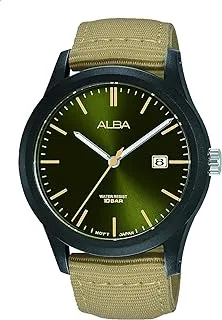 Alba Watch for Men, Quartz Movement, Analog Display, Green Nylon Strap-AS9K27X1