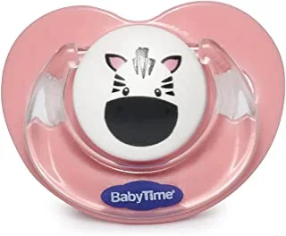 Baby Time Baby Accessories BT137 Silicone Orth Soother Opaque With a cover No 1 Pink zebra 1.0 Piece