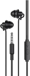 Hoco M81 Imperceptible Universal Sleeping Earphones with Microphone - Black, Wired Headphones Headset