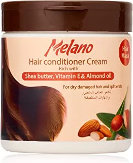 Melano hair conditioner cream 500ml with shea butter, vitamin e, & almond oil