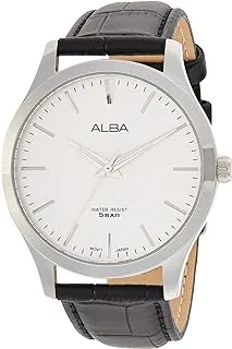 Alba Crocodile Embossed Leather Band Analog Watch for Men - Black