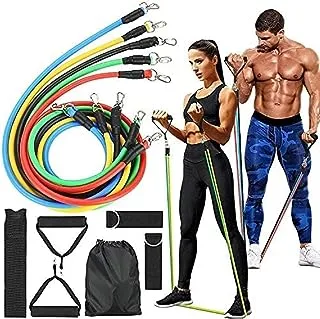 TEPREGO 11 Pcs Resistance Bands Set Exercise Bands with Handles Door Anchors Ankle Straps Fitness Bands for Home Workout