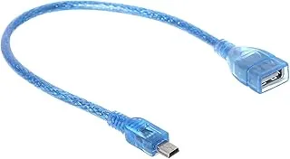 Keendex kx 1908 usb 2.0 a female to mini usb 5pin male converter cable, 10cm - clear blue