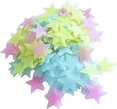 200pcs Plastic 3D Stars Glow in the Dark Stickers Night Luminous Wall Decal Sticker For Kids Bedroom Living Room Children's Room Ceiling Nursery Room Multi Color