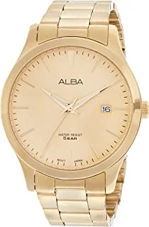 Alba Stainless Steel Band Analog Watch for Men - Gold