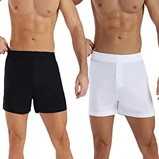 Mens Knight Boxer Short 2 Pieces, Black&White, M