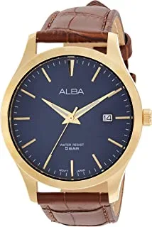 Alba Crocodile Embossed Leather Band Analog Watch for Men - Brown and Navy