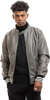 mens Ravin Men Leather Plain Zipper Mock Neck Jacket Jacket