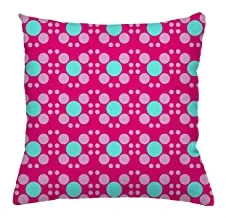 Jalsa Circles Printed Squared Velvet Decorative Pillow - Pink and Light Blue