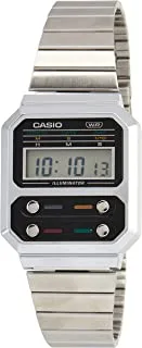 Casio Watch for Unisex A100WE-1ADF Digital Stainless Steel Band Silver