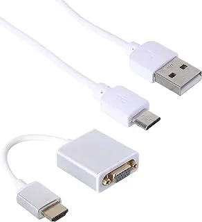 Keendex kx1736 hdmi to vga adapter with aux and micro cable - white