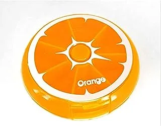 Fruit pill case for purse with 7 compartments, weekly medicine organizer-orange