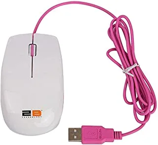 2B (MO16W) Optical wired mouse Piano finishing - White/Pink