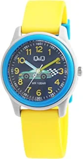 Q&Q Watch Unisex, Quartz Movement, Analog Display, Yellow Rubber Strap-VS59J007Y